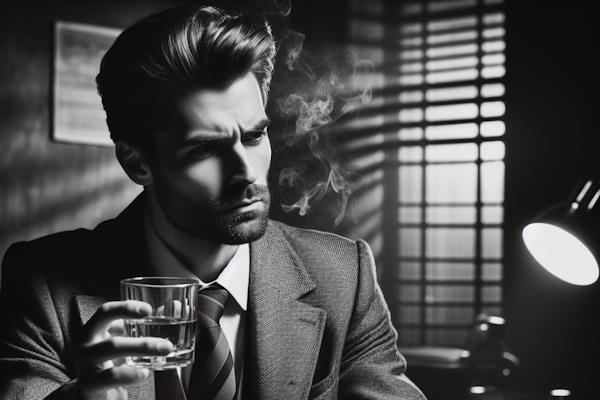 Man thinking over whisky