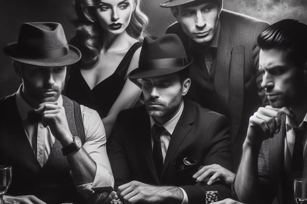 Five people at a poker table